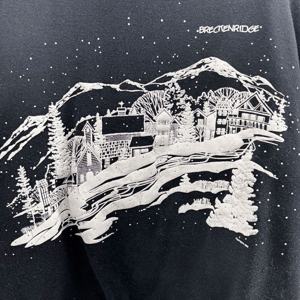 Vintage 80s Sutton's on Russell Athletic Black Sweatshirt Breckenridge Art SZ XL